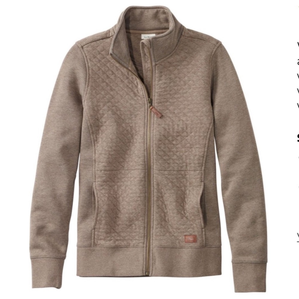 NWT L.L. Bean Quilted Full Zip Sweatshirt Jacket